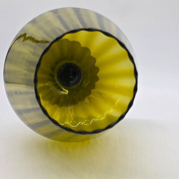 VTG Empoli Green Large Fluted Optic Glass Goblet Vase Brandy Snifter 13.5" Tall - Picture 7 of 9